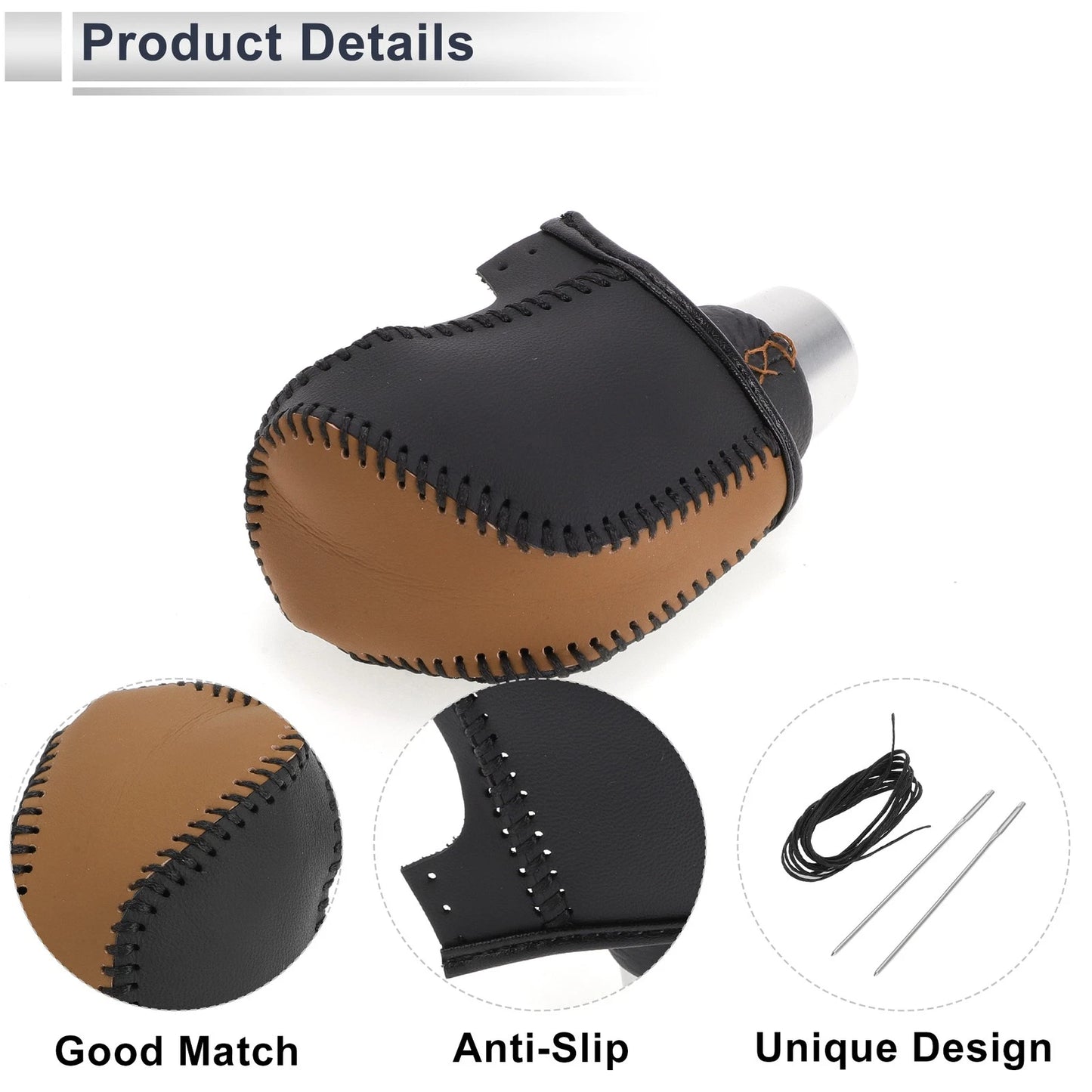 Brown Black Faux Leather Gear Shift Knob Cover for Toyota Camry (2019-2022)