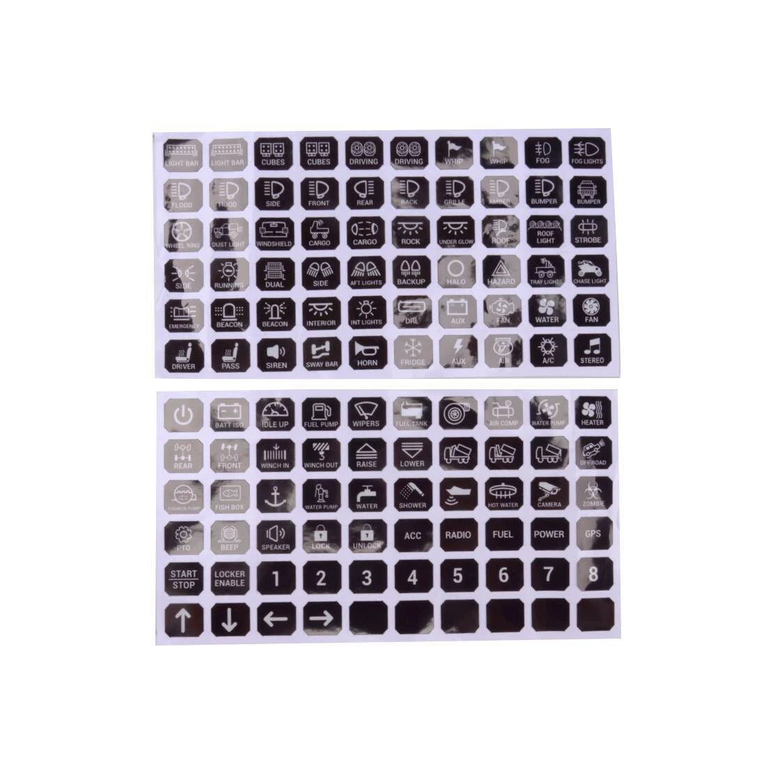 120pc Light Lamp Switch Panel Labels for Car RV 6/8 Gang (Fits Various Models)