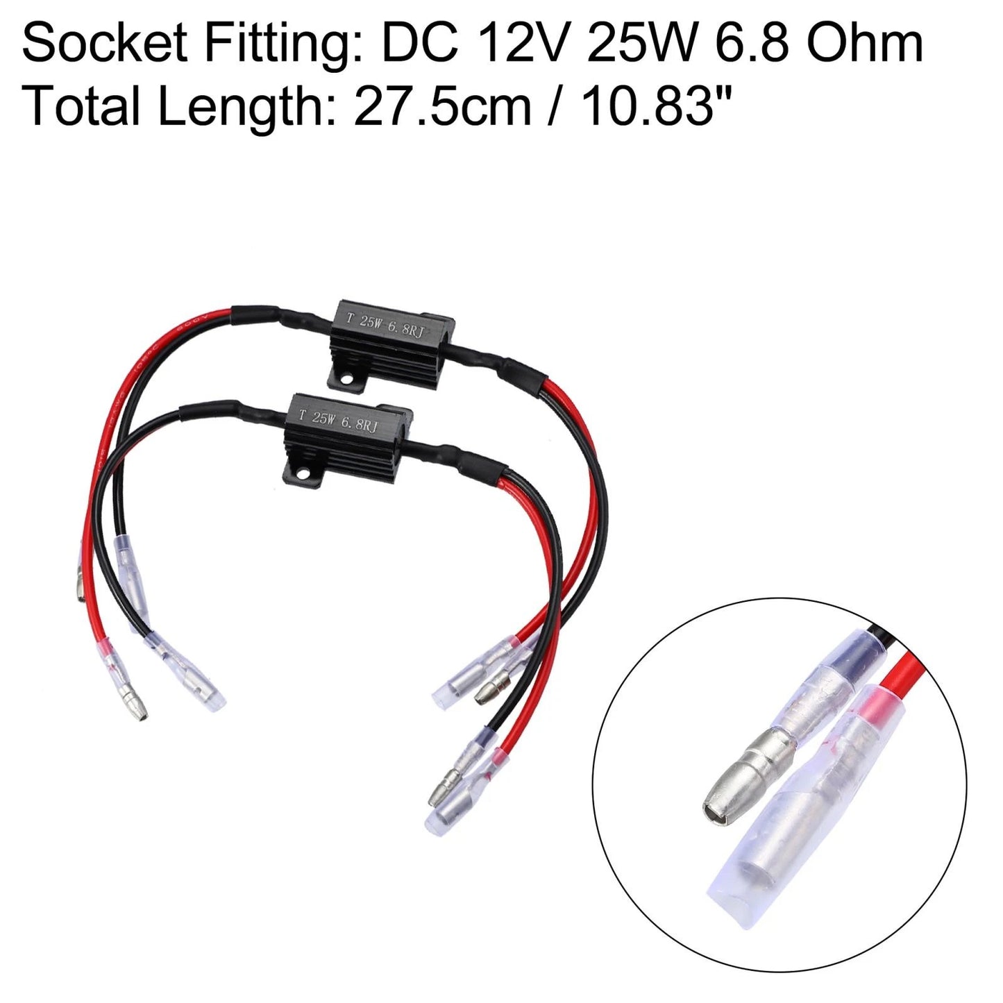 2 x DC 12V 25W 6.8 Ohm Motorcycle LED Flasher Turn Signal Indicator Adaptor