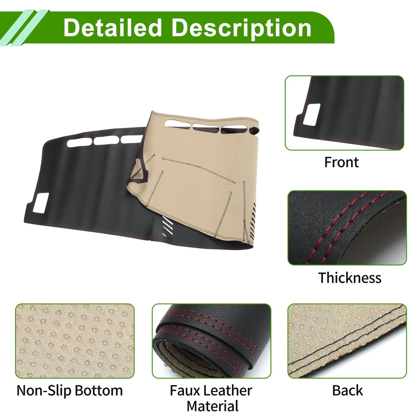 Dashboard Cover Mat for Ford Ranger 2018-2021 - Black Red Carpet
