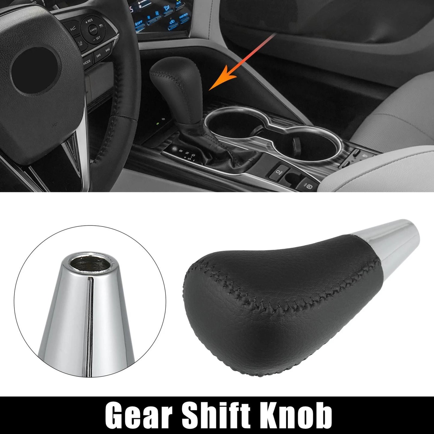 Gear Shift Knob Black Faux Leather for Toyota/Lexus