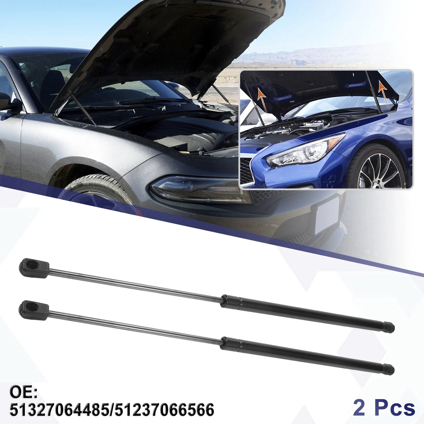 Front Hood Lift Support Gas Struts for Mini R50 R53 Hatchback (2001-2006)
