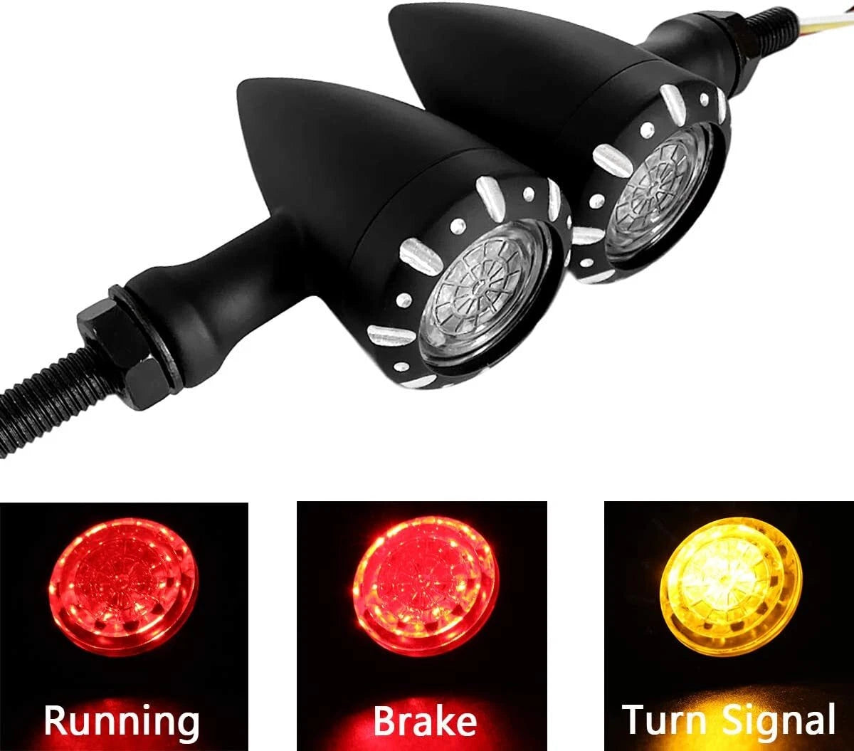 LED Turn Signal Indicator Lights for Motorcycle Red/Amber