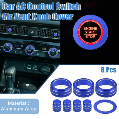 8pcs AC Switch Air Vent Knob Covers for Honda Civic (2022-2023) Blue