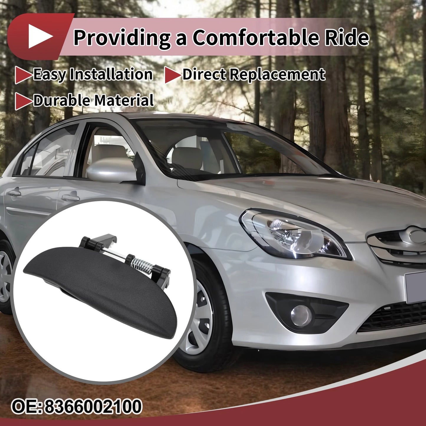 Exterior Door Handle for Hyundai Atos Rear Right Black ABS (2000-2003)