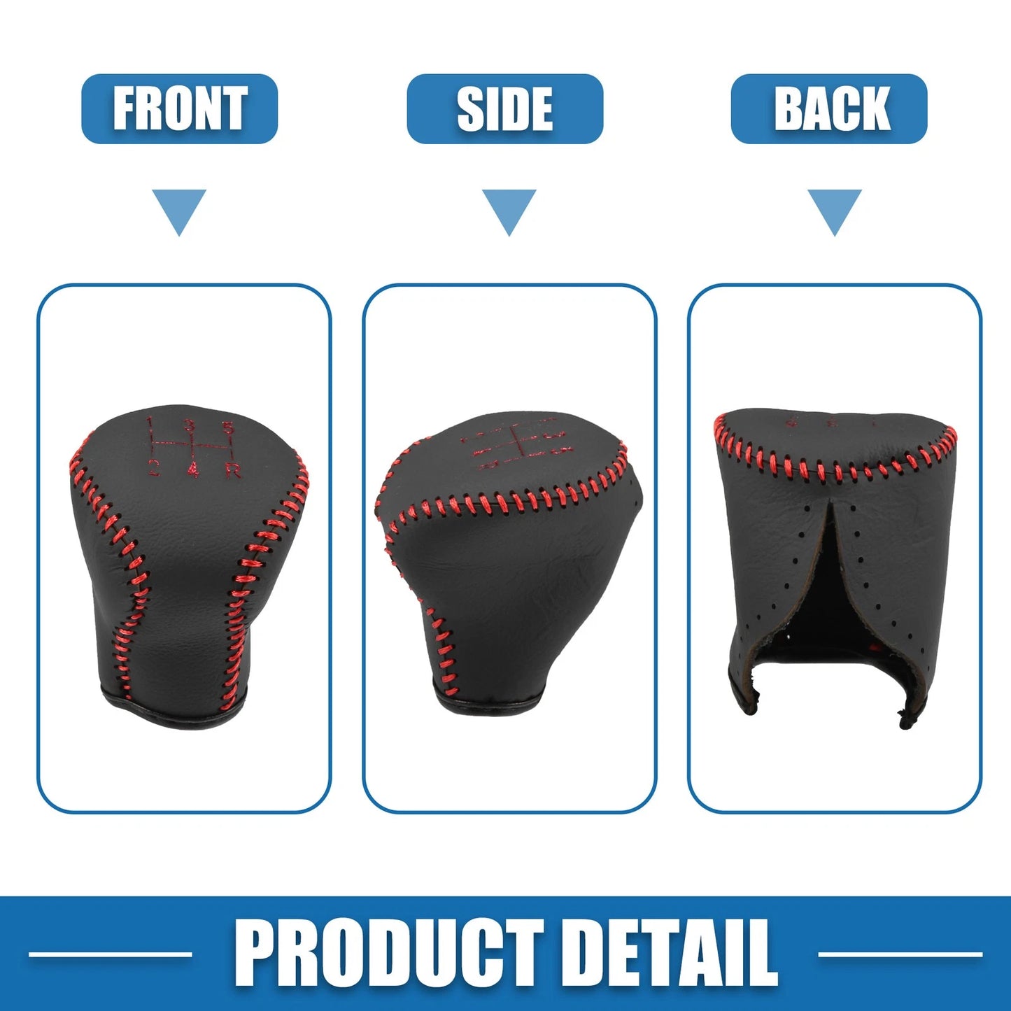 Gear Shifting Knob Cover for Hyundai Elantra 2004-2011 Faux Leather Black Red