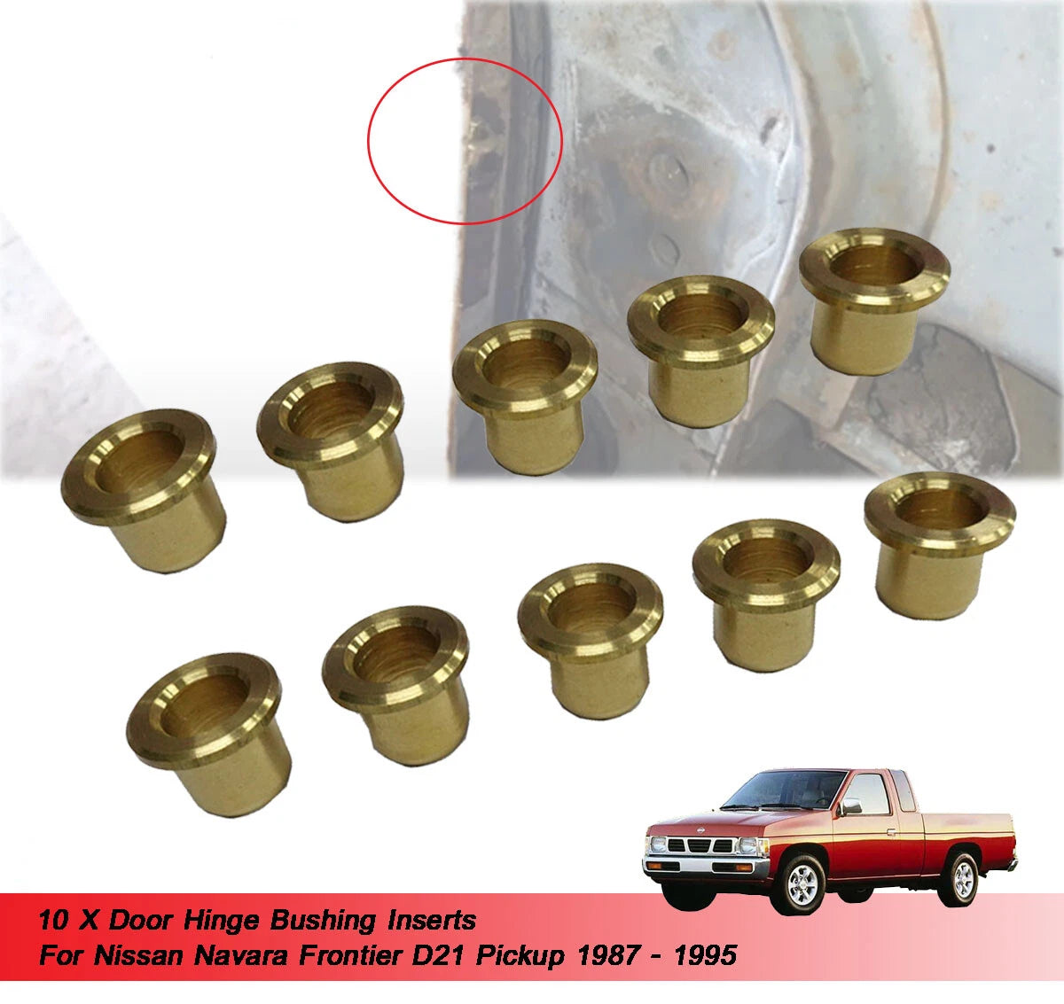 10 x Door Hinge Bushing for Nissan Frontier Navara D21 (1987-1995)