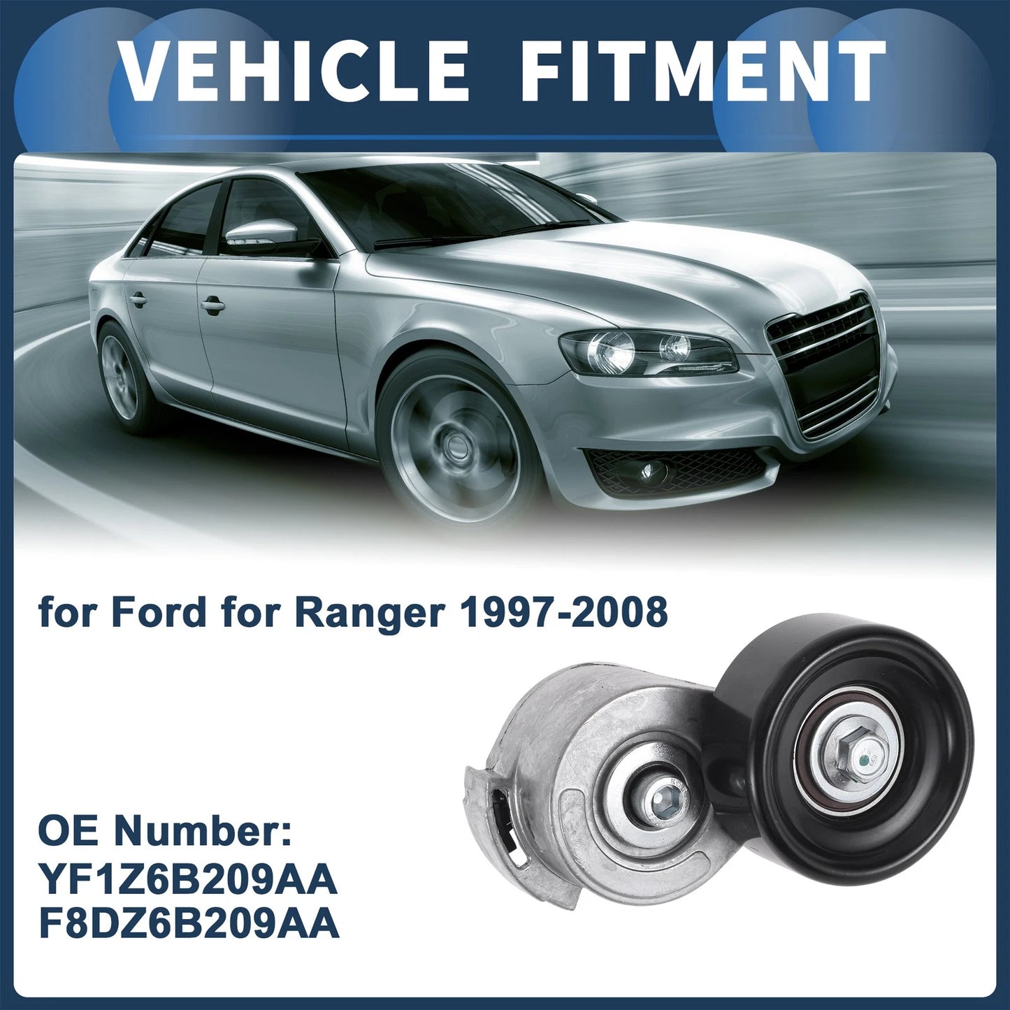 Belt Tensioner for Ford Ranger 1997-2008 - Durable Metal Component 1 x