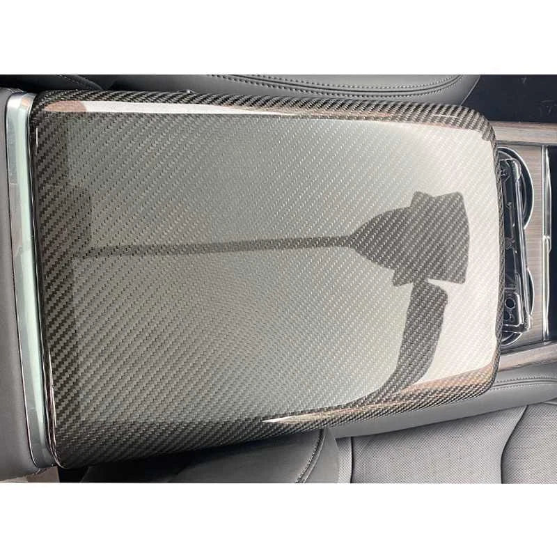 DRY Carbon Center Console Cover Armrest Box Trim for Tesla Model S/X 2021+