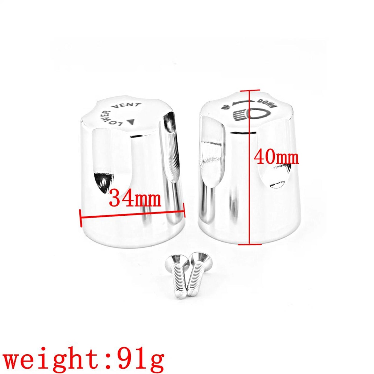 2 x Chrome Headlight Adjustment Switch Knobs for Honda GL1500 (1988-2000)