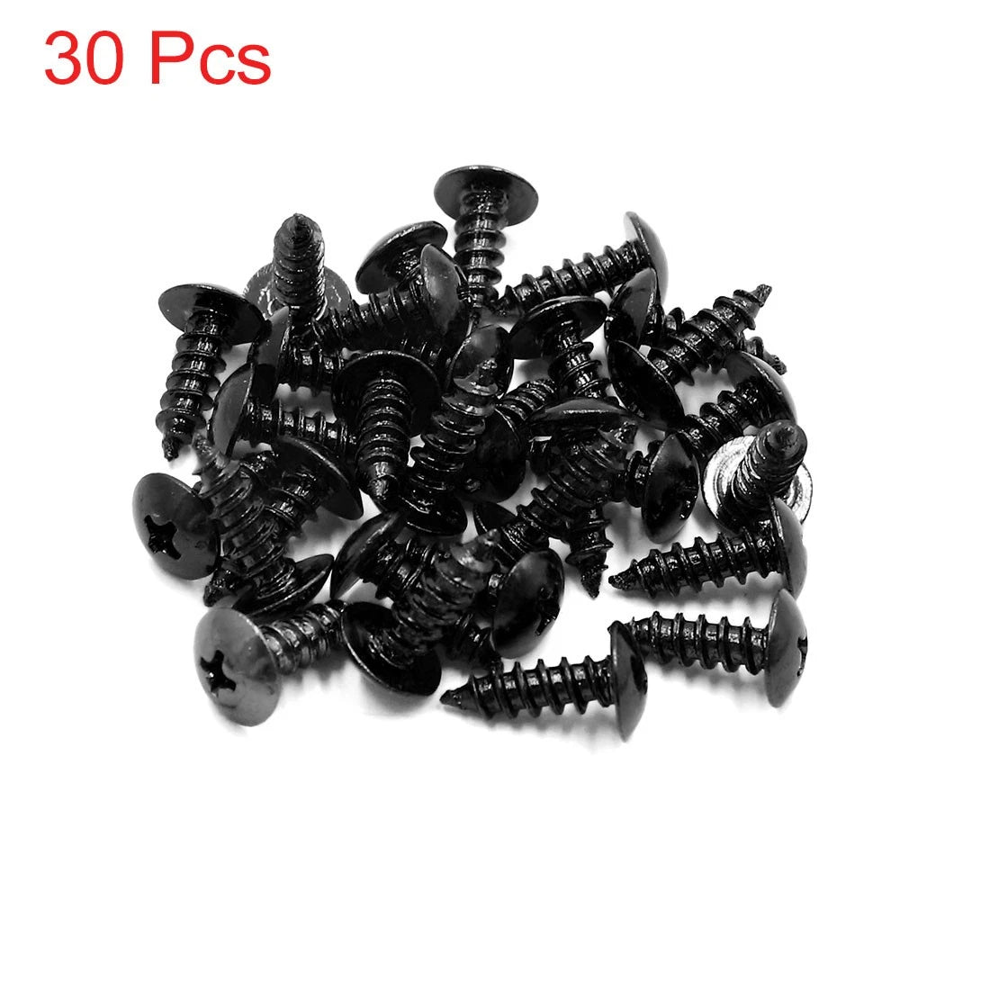 30pcs Universal Black Motorcycle Round Cross Head Self Tapping Bolts Screws for Motorcycle