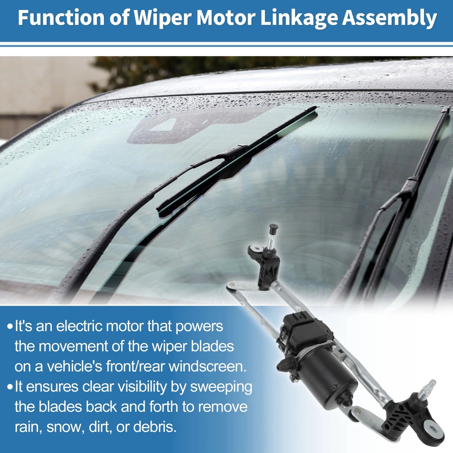 Front Windscreen Wiper Motor with Linkage for Ford KA (2008-2016)