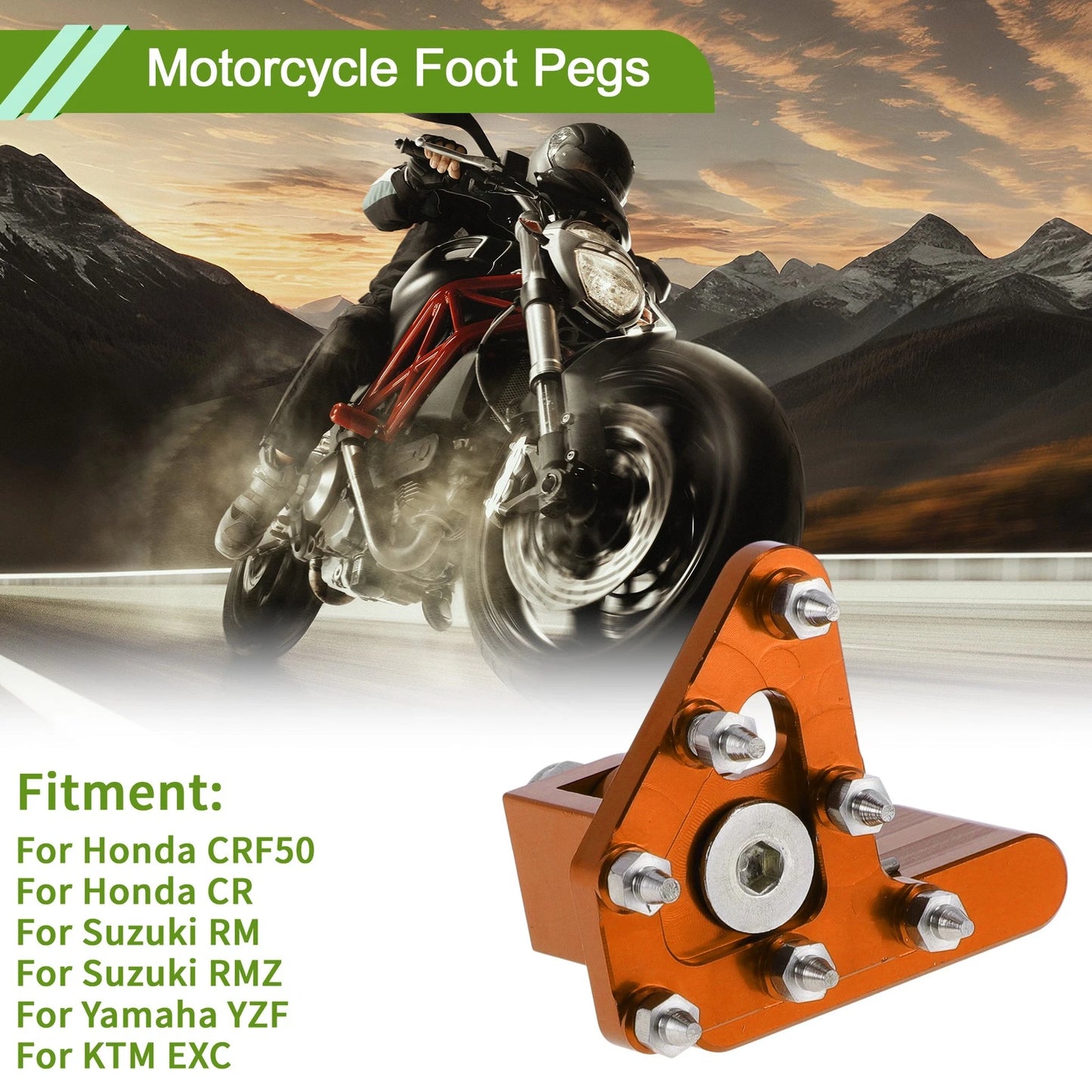 1 Pc Motorcycle Foot Pegs Orange for Honda CRF50