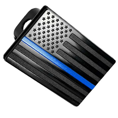 2" Receiver Tow Trailer Hitch Cover - Thin Blue Line Black US Flag for Truck