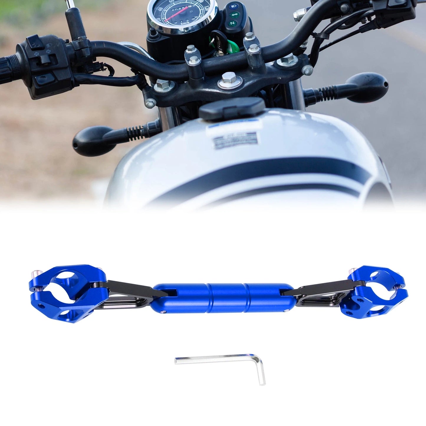Blue Adjustable Handlebars Cross Bar with Wrench for Motorcycle