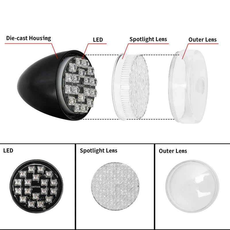 Rear Turn Signal Lights for Harley Touring (2009-2024) & Softail (2000-2025) Black