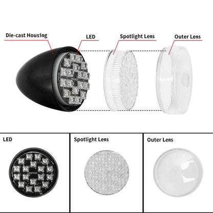 Rear Turn Signal Lights for Harley Touring (2009-2024) & Softail (2000-2025) Black