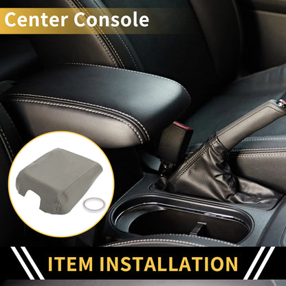Console Lid Armrest Cover for Ford F-150 (2015-2020) Microfiber Leather Grey