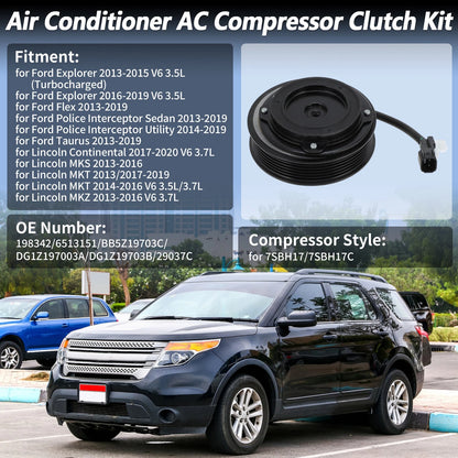 AC Compressor Clutch Kit for Ford Explorer, Flex, Lincoln MKS (2009-2019)