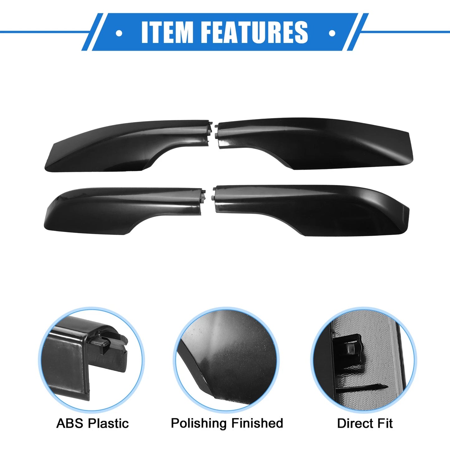 4 x Roof Rack Side Rails End Covers for Toyota Land Cruiser (2008-2021) Black