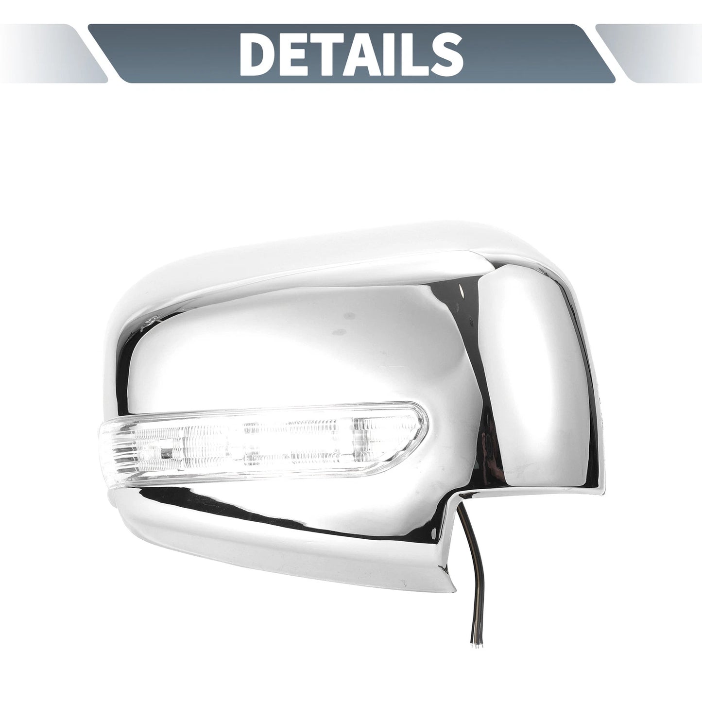 Chrome Plated Rearview Mirror Cover Overlay with LED Light for Mitsubishi