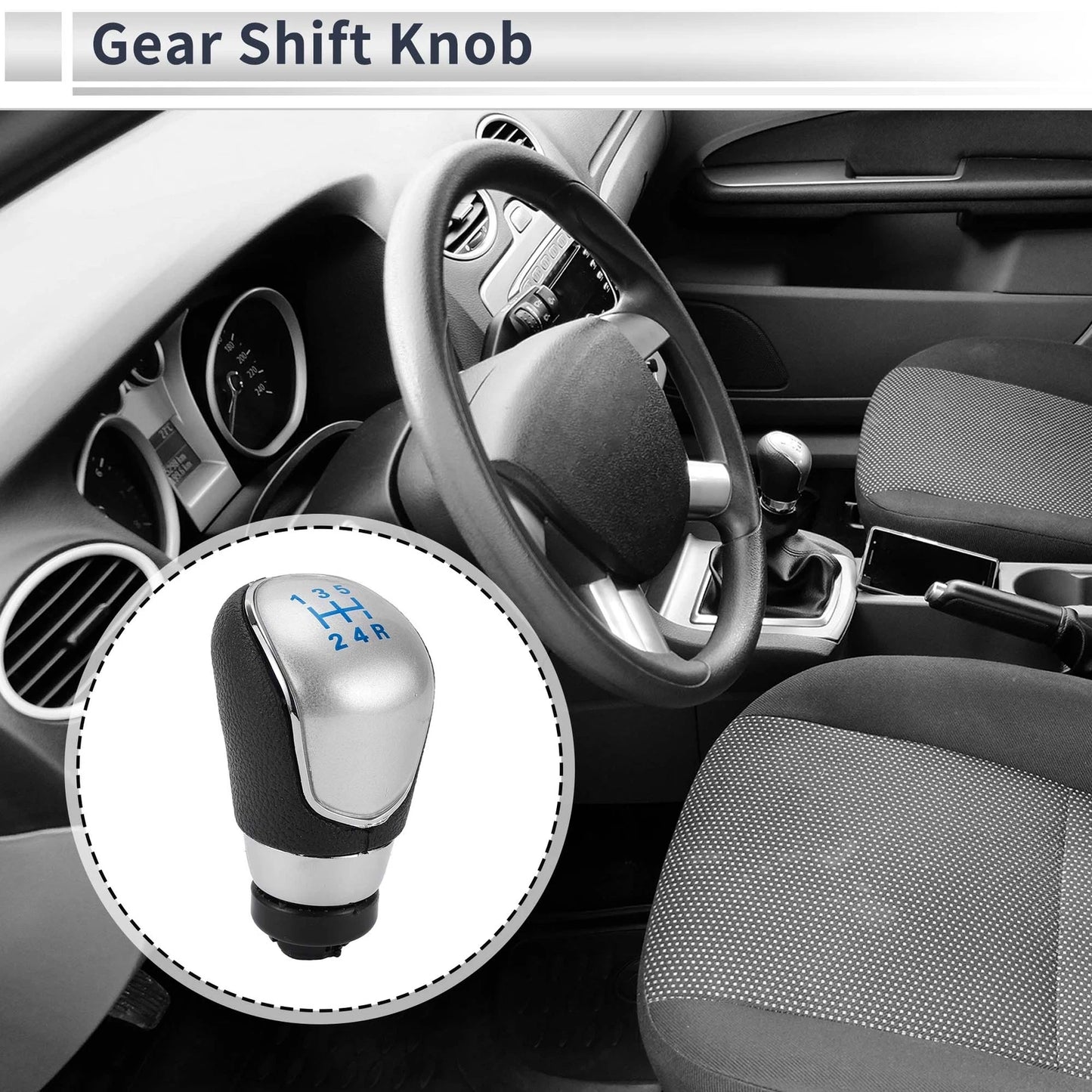 5 Speed Shift Knob for Ford Focus MK2 FL (2008-2011) - Plastic Blue Black Silver