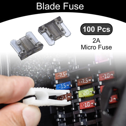 Micro Fuse 100 Pcs 2A Blade Fuse for Car Boat Truck RV Motorcycle