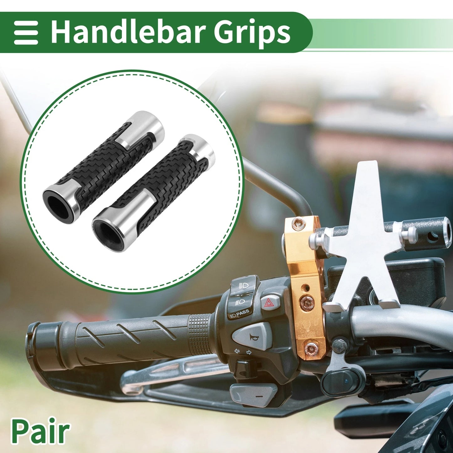 Hand Grips Cover 0.87x0.94 Universal Motorcycle Non Slip Silver