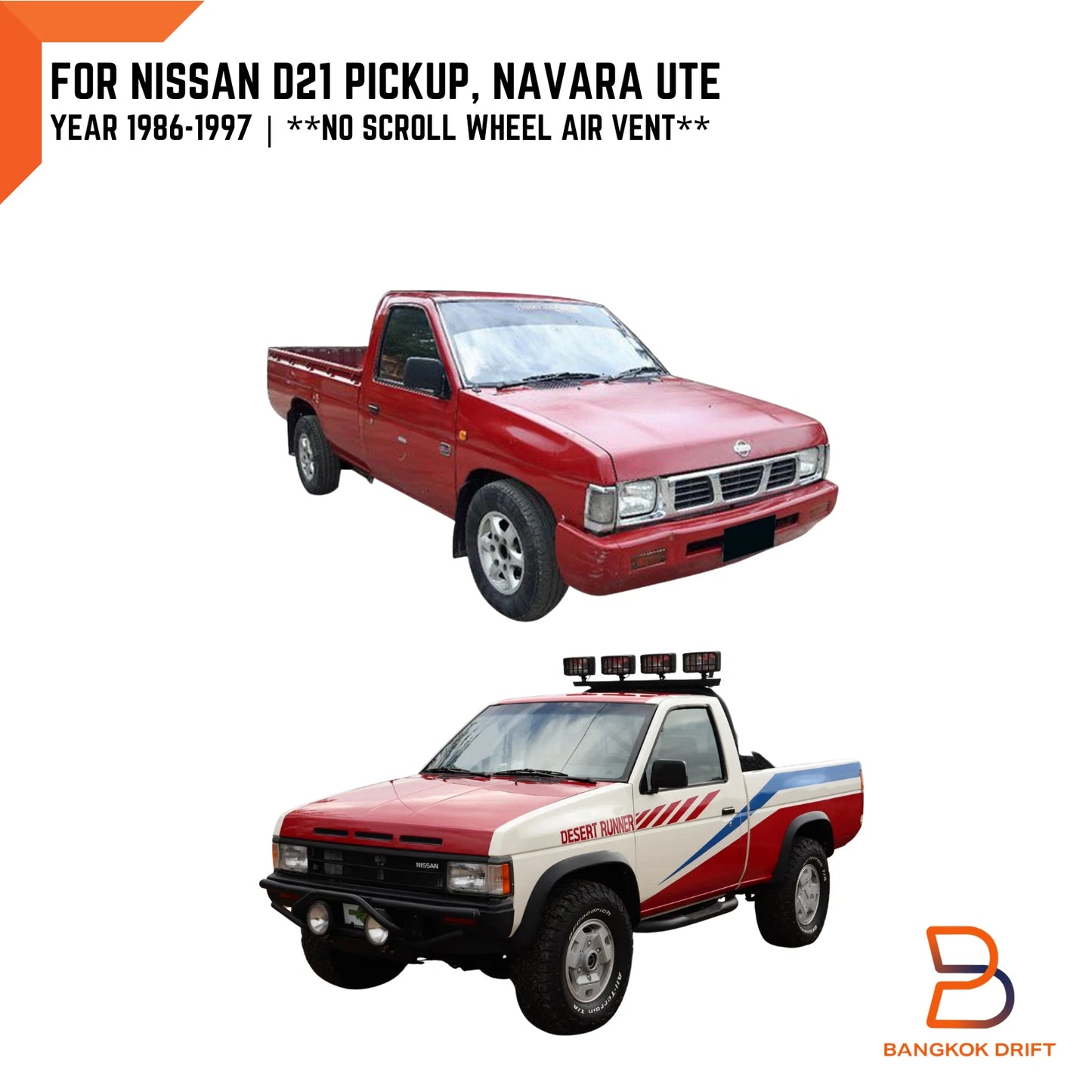 Black Air Grille Heater Vent Frame Cover for Nissan Navara D21 (1986-1997)