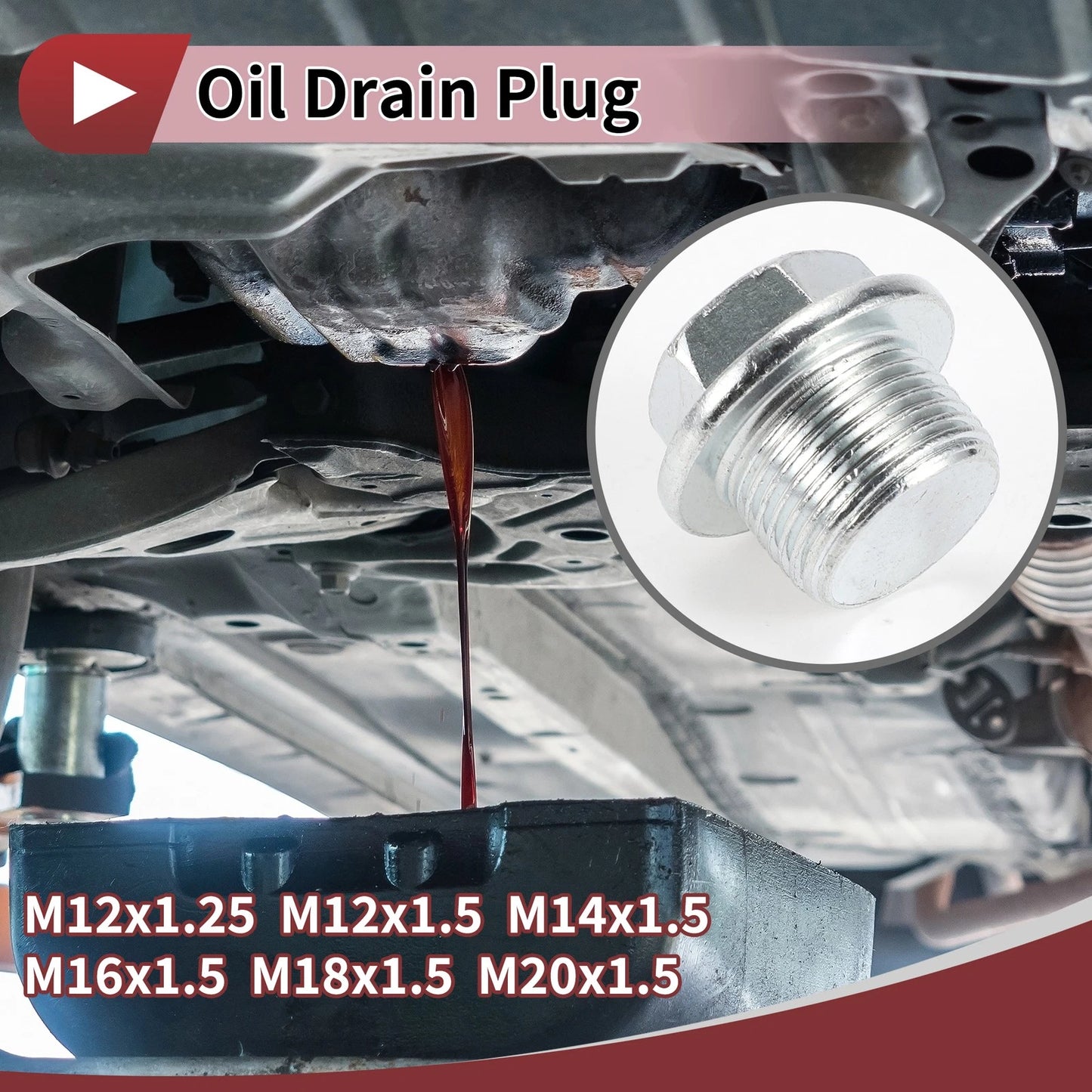 Engine Oil Drain Plug with Gasket M12x1.25 M18x1.5 for Car Motorcycle Boat