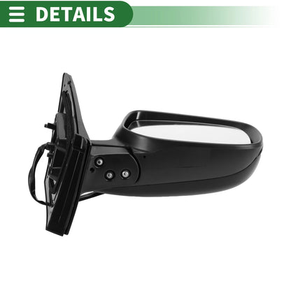 Right Side Door Mirror Manual Folding Gloss Black for Toyota Corolla (2009-2013)