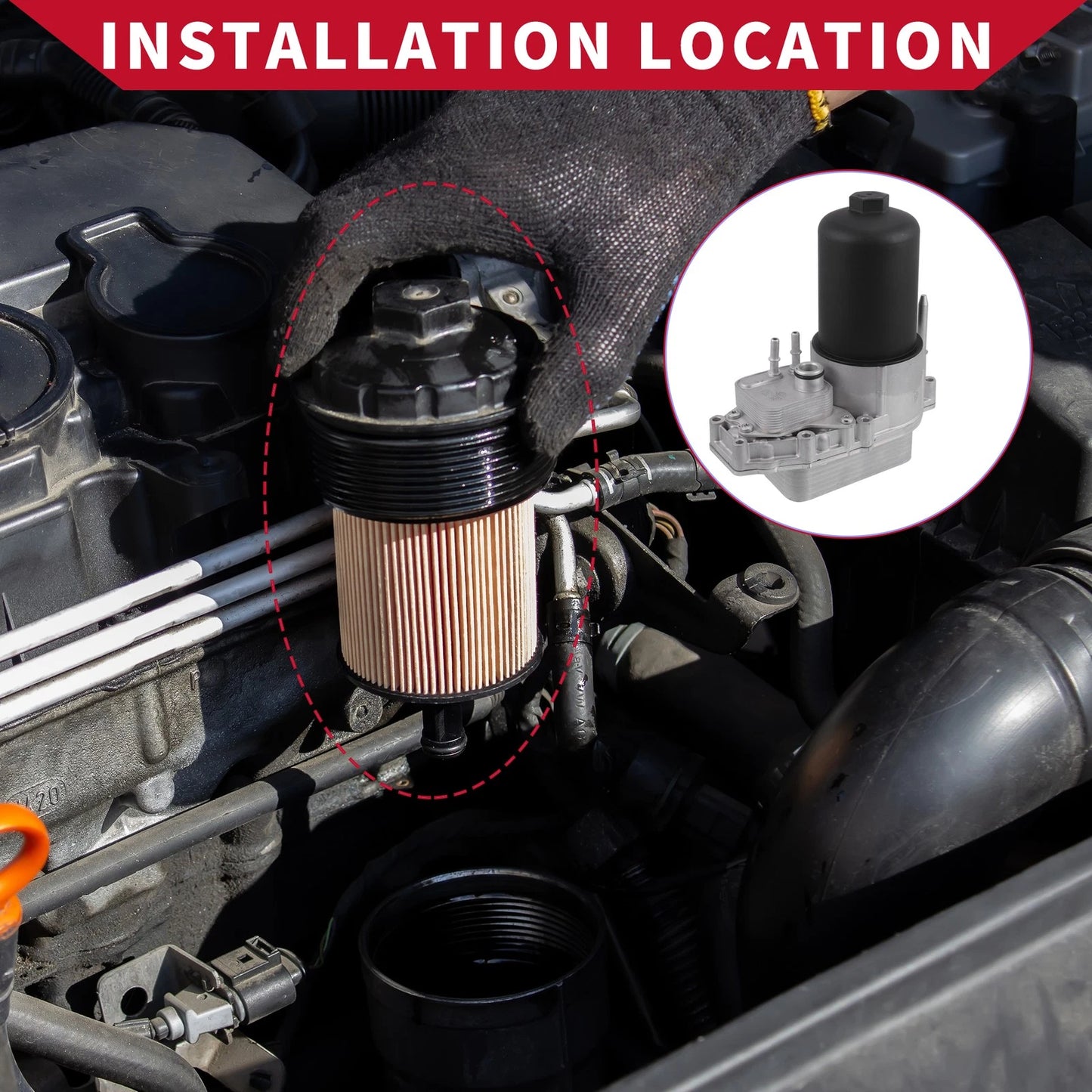 Engine Oil Cooler Filter Housing with Seals for Land Rover LR4 LR3 (2005-2016)