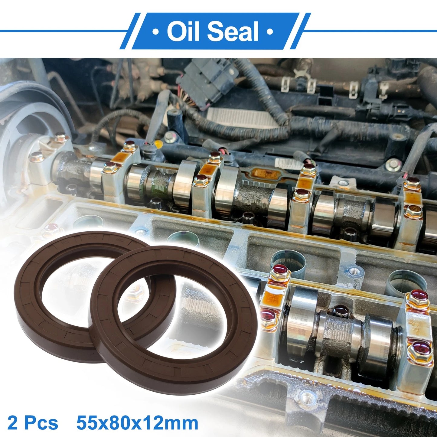 Oil Seal Rotary Shaft Seal 55x80x12mm Brown 2 x for Make Model
