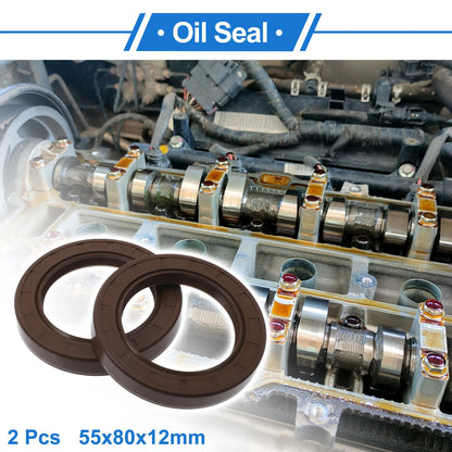 Oil Seal Rotary Shaft Seal 55x80x12mm Brown 2 x for Make Model