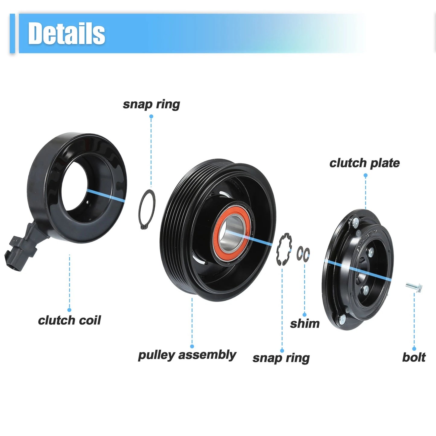 AC Compressor Clutch for Jeep Wrangler 2012-2018 A/C Clutch Assembly