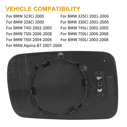 Heated Mirror Glass with Backing Plate Passenger Side RH for BMW 745i (2002-2005)