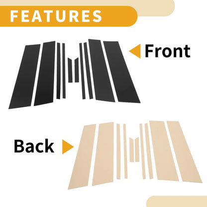 10 Pcs Window Trim Covers for Toyota RAV4 (2020-2021) Black Plastic