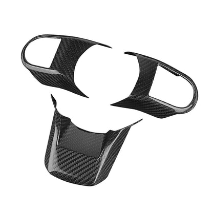 3 x Black Carbon Fiber Steering Wheel Covers for Mini Cooper F55/56/57 (2021-2023)
