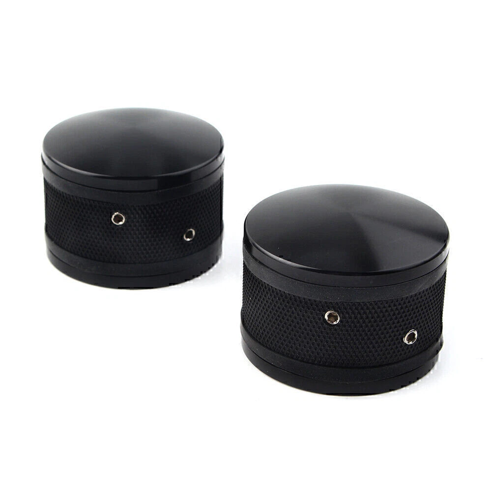 Black CNC Front Axle Nut Cover Caps for Harley Sportster Softail Road King