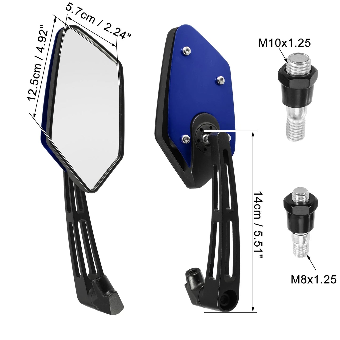 Set 360 Degree Rotary Rearview Mirror for Motorcycle Universal Blue
