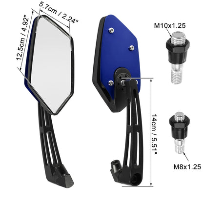 Set 360 Degree Rotary Rearview Mirror for Motorcycle Universal Blue