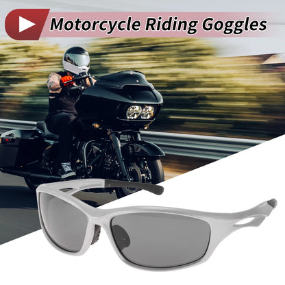 1 Motorcycle Riding Goggles - Deep Gray Lens, Silver Tone Frame for Motorcycles