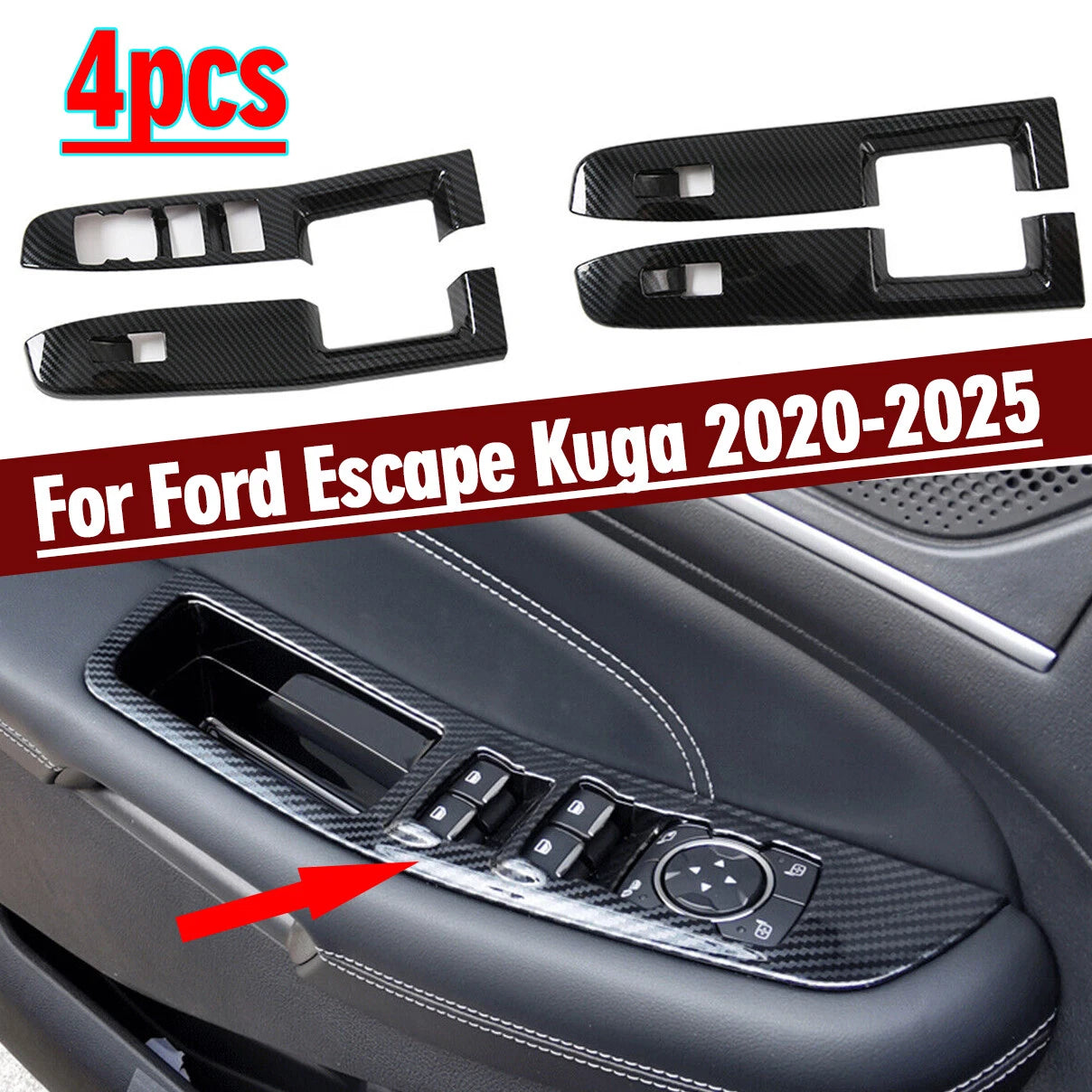 Door Window Switch Lift Panel Cover for Ford Escape Kuga (2020–2025)