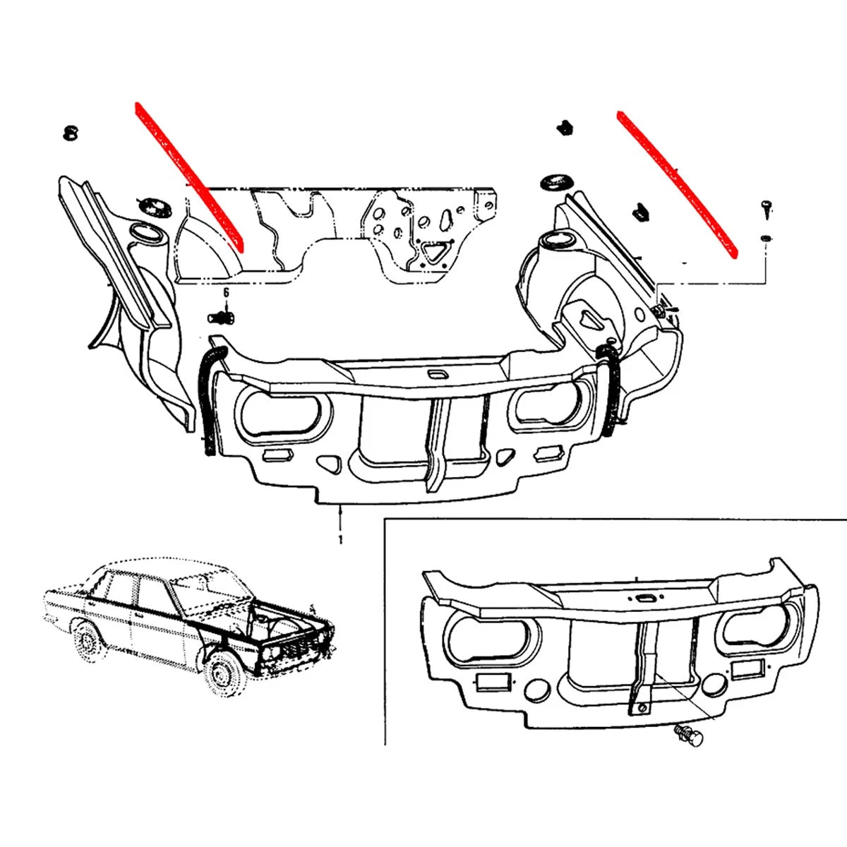 Front Fender Seal Weatherstrip for Nissan Datsun Bluebird 510 1600 1968-1973