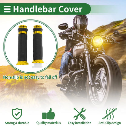 7/8" 22mm Hand Grips Cover Kit for Motorcycle Gold Tone