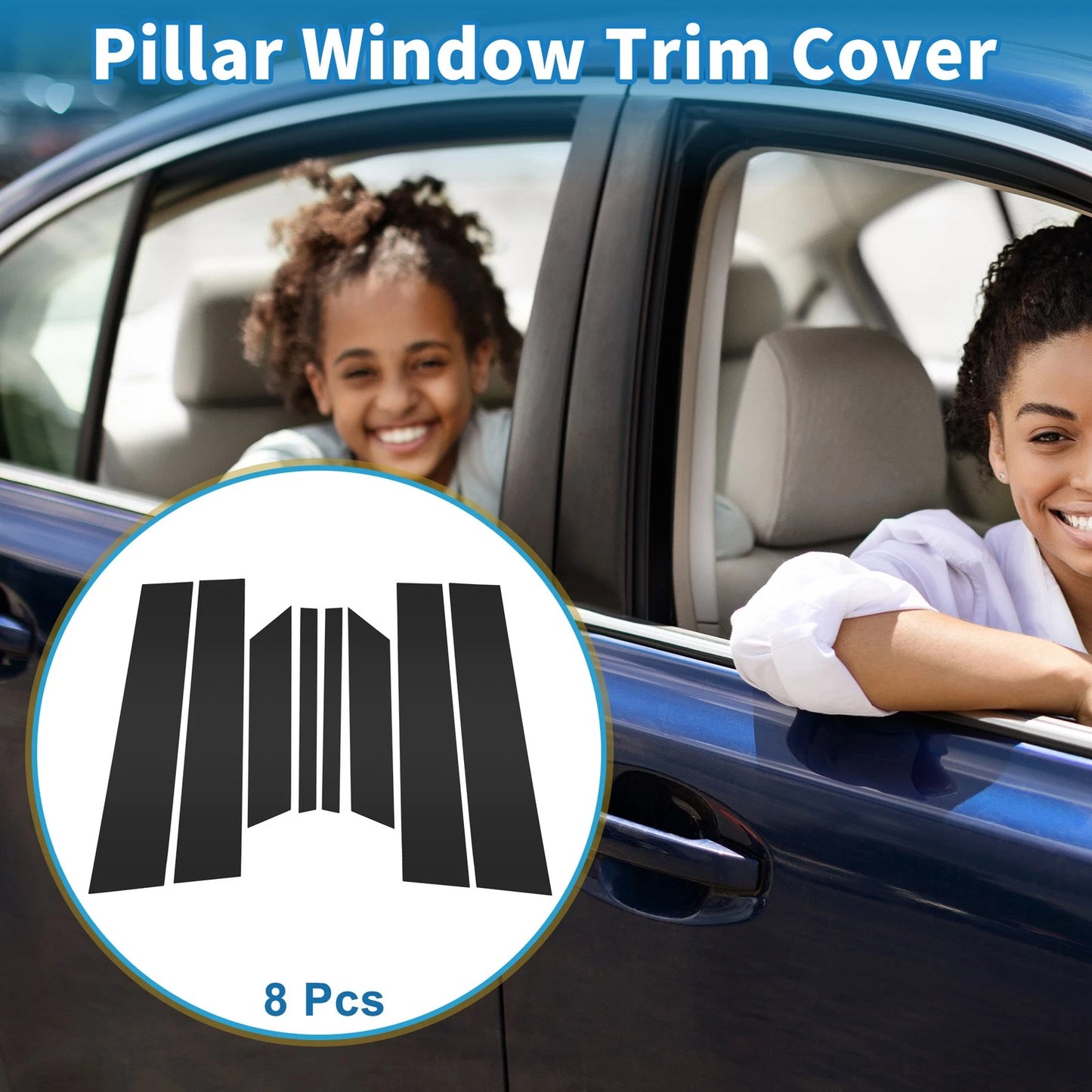 8pcs Door Pillar Window Trim for Ford Territory (2019-2021) Black