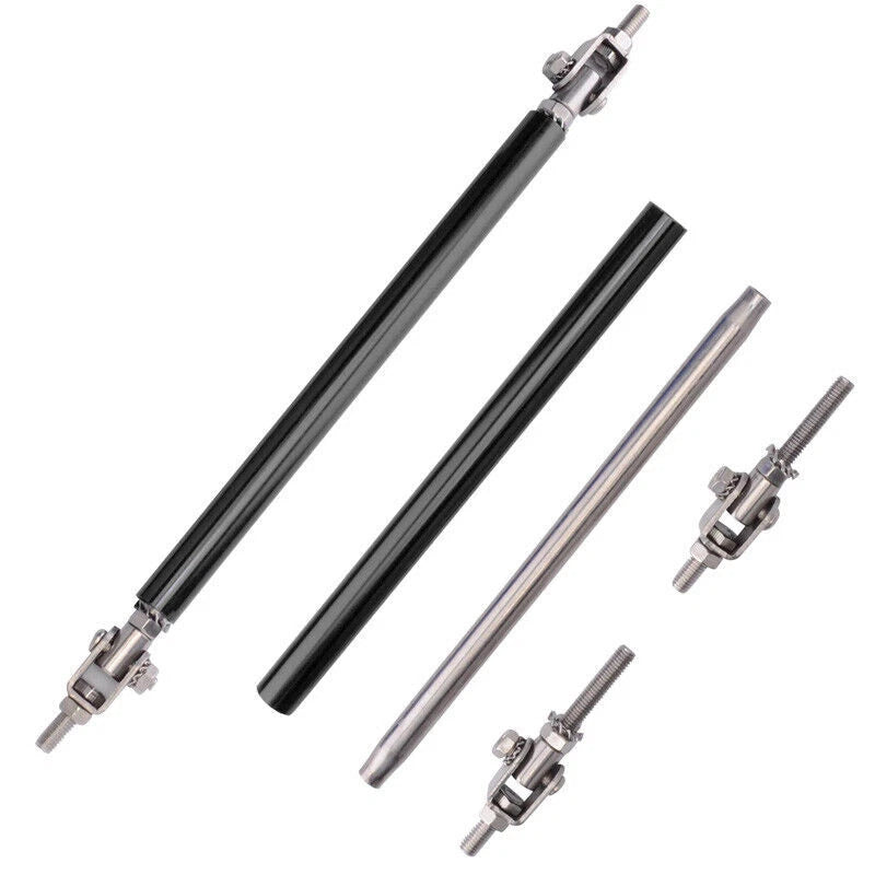 Black Adjustable Bumper Lip Splitter Strut Rod Tie Support Bar for Dodge Charger