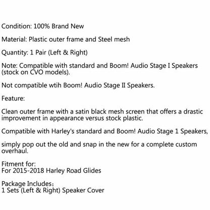 Speaker Grills Cover for Harley Road Glide (2015-2018)