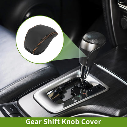 Gear Shift Knob Cover for Toyota RAV4 2019-2024 Black Brown Faux Leather
