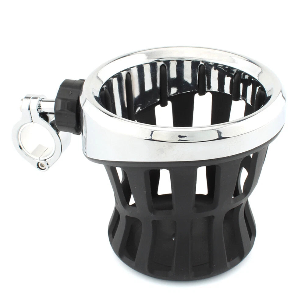 Chrome Motorcycle Drink Cup Holder for 7/8"-1" Bars (22mm-25mm)